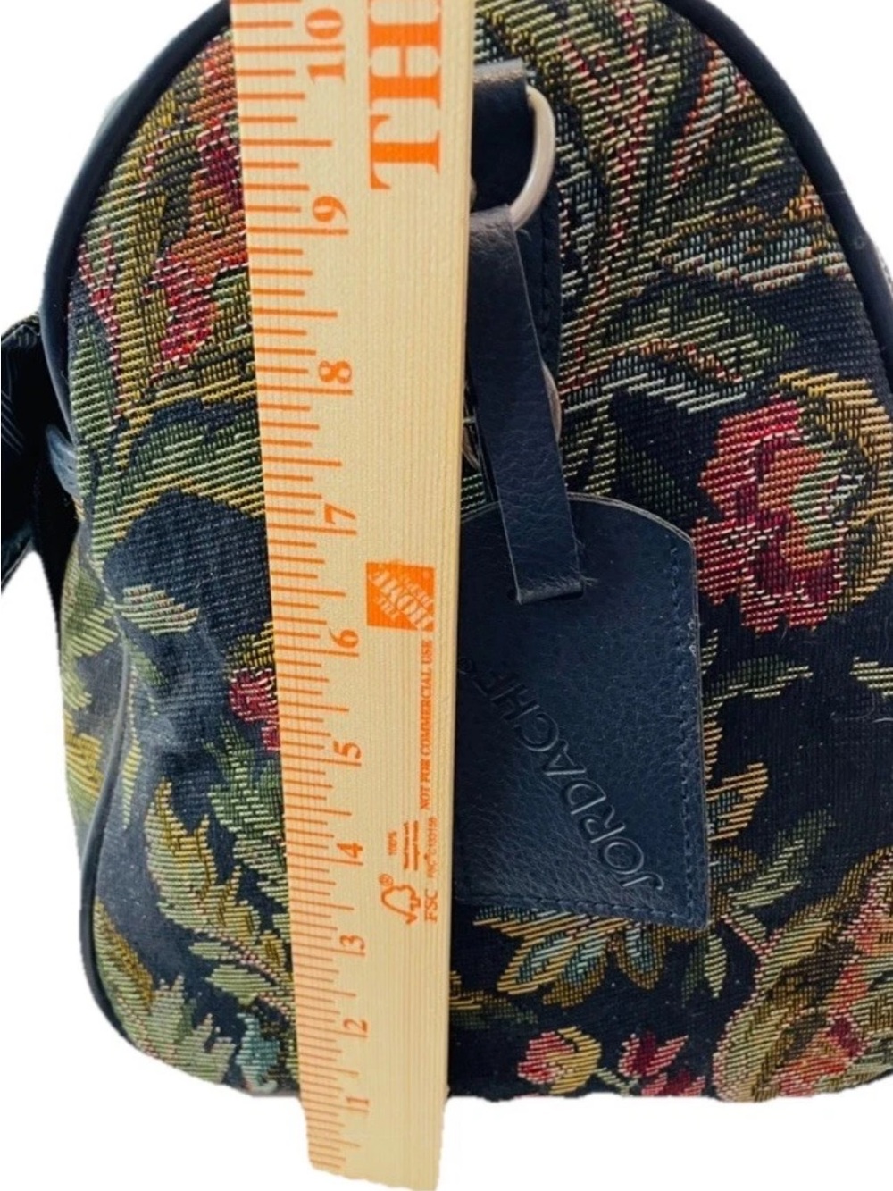 JORDACHE Black Floral Tapestry Luggage Satchel Bag Weekender - Picture 9 of 14